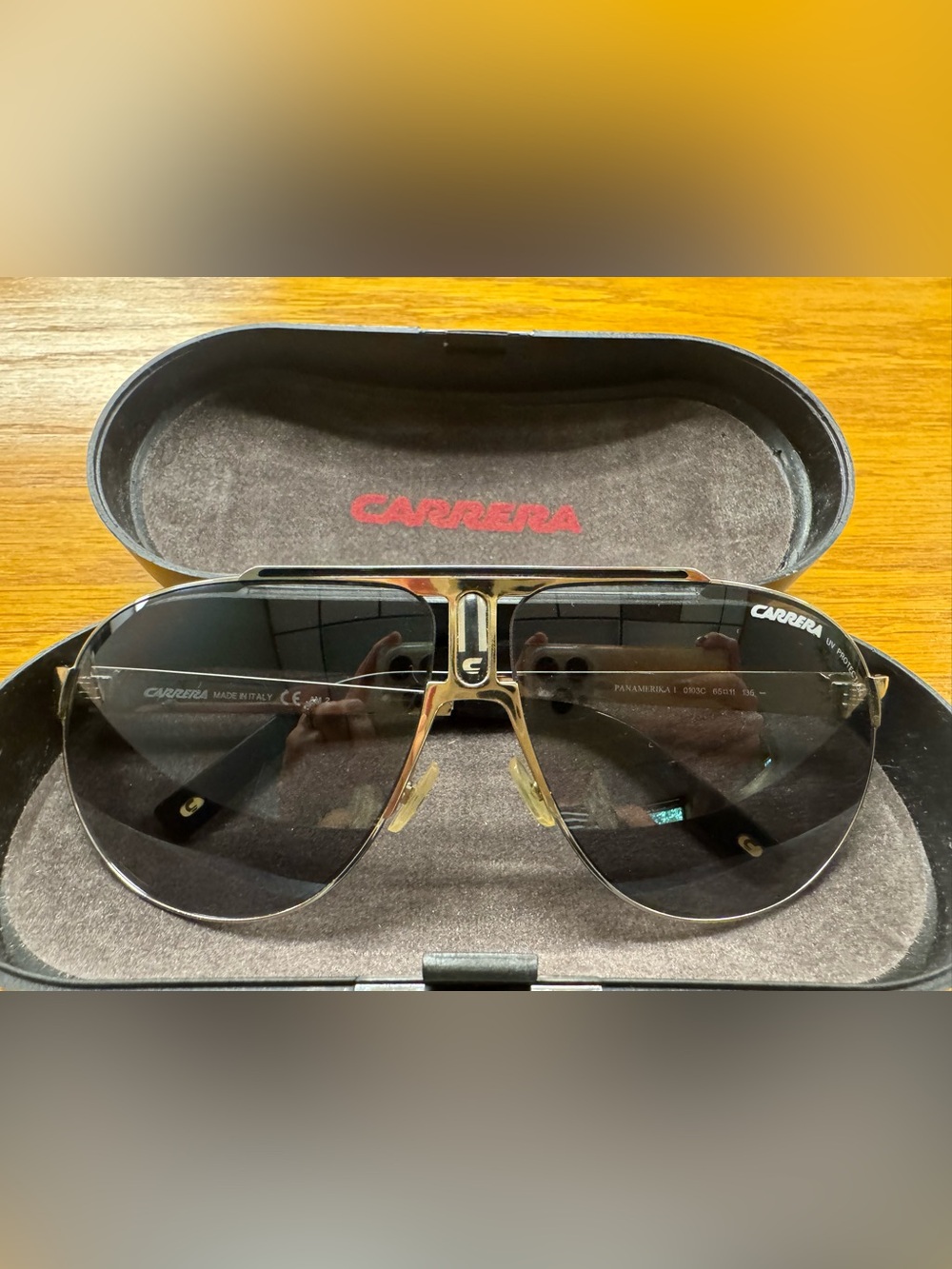 Carrera Chrome Aviator Sunglasses with Smoke Lenses